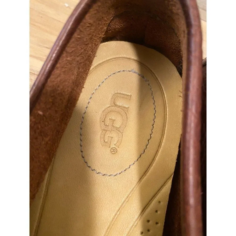 UGG F19116F Henrick Brown Leather Moc Toe Slip On Loafer Slipper Shoes Men's 7